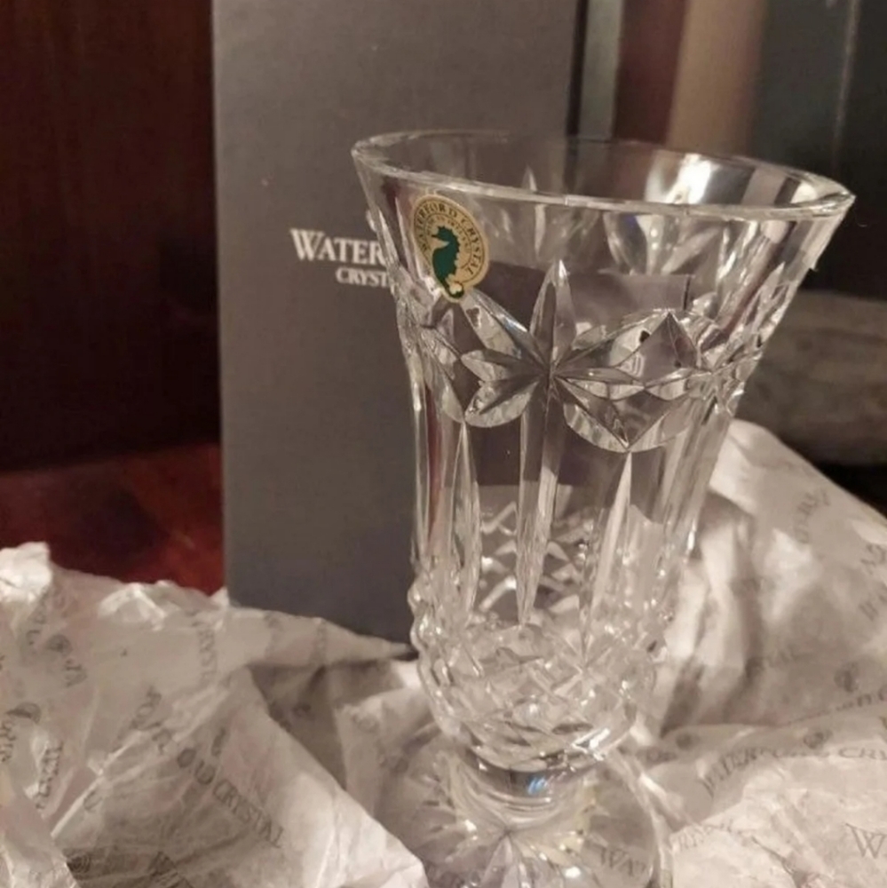 WATERFORD BALMORAL LEAD CRYSTAL 7 INCH VASE IN BOX NWT $145 RETIRED